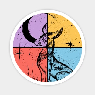Moon and Donkey Spiritual Night Art Magnet